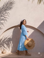 Sky Blue Tiered Maxi Dress