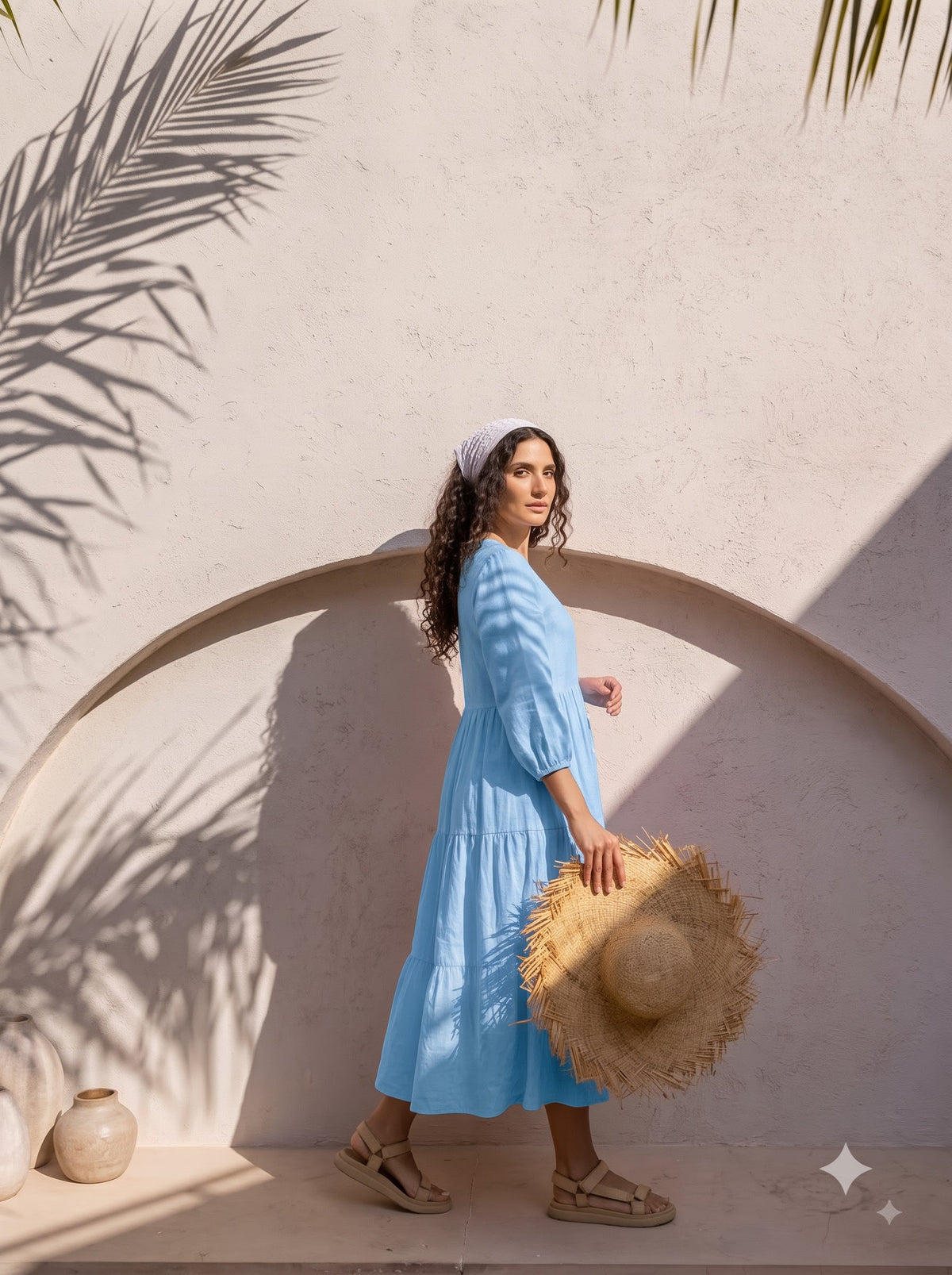 Sky Blue Tiered Maxi Dress
