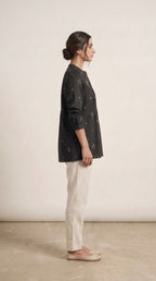 Women's Black Pintuck A-Line Tunic Top