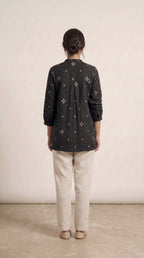 Women's Black Pintuck A-Line Tunic Top