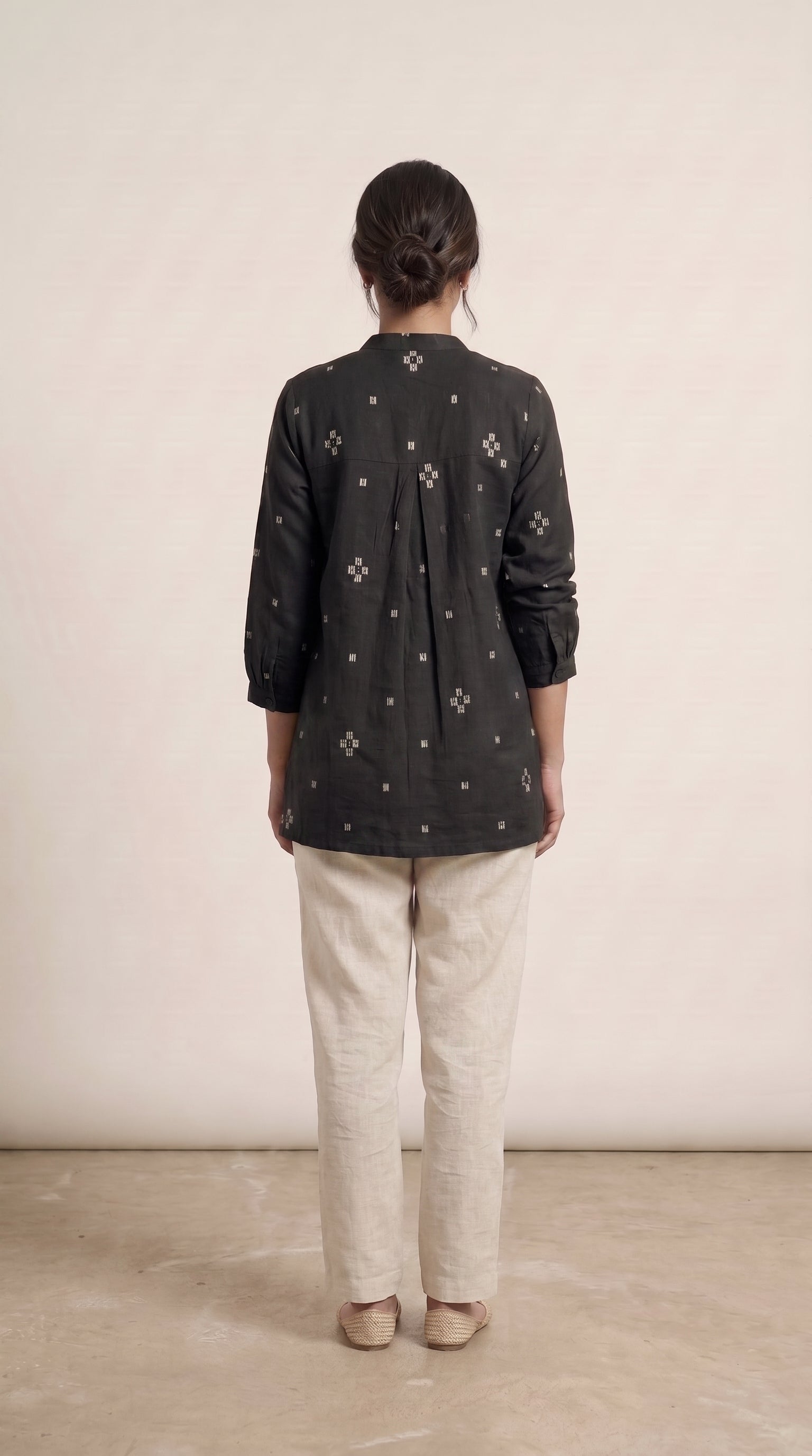Women's Black Pintuck A-Line Tunic Top