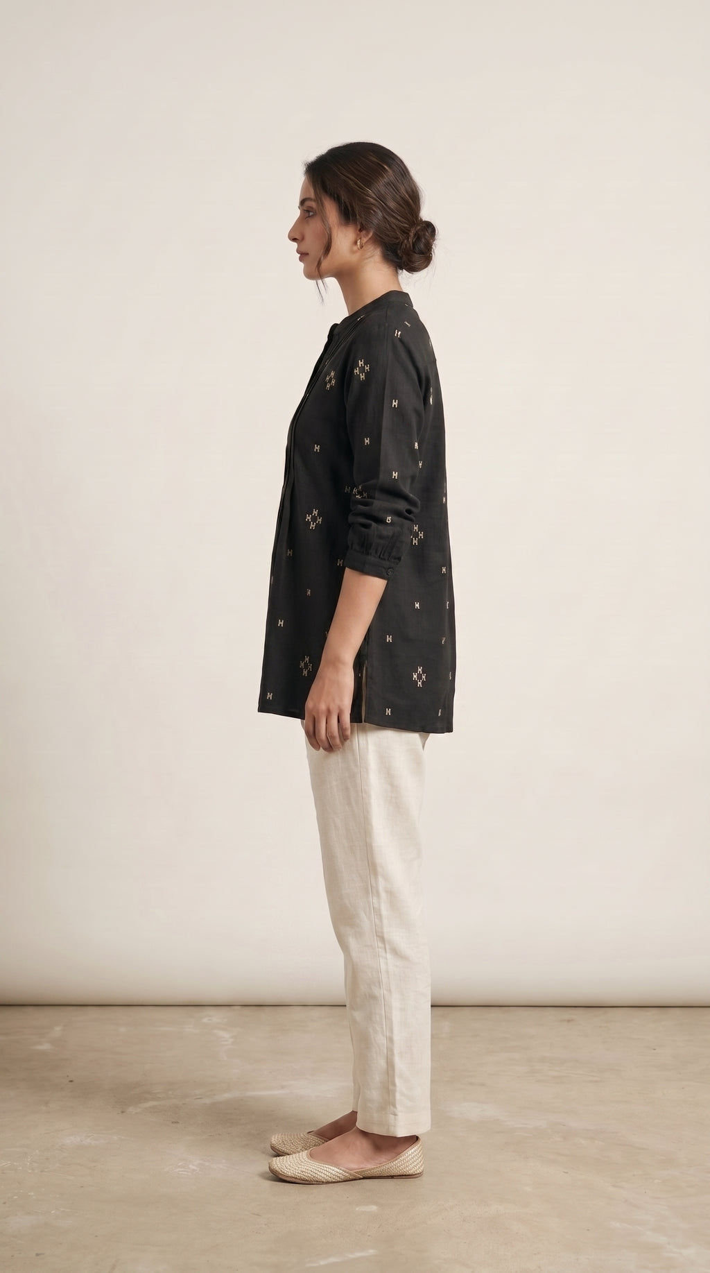 Women's Black Pintuck A-Line Tunic Top