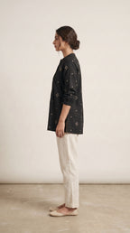 Women's Black Pintuck A-Line Tunic Top