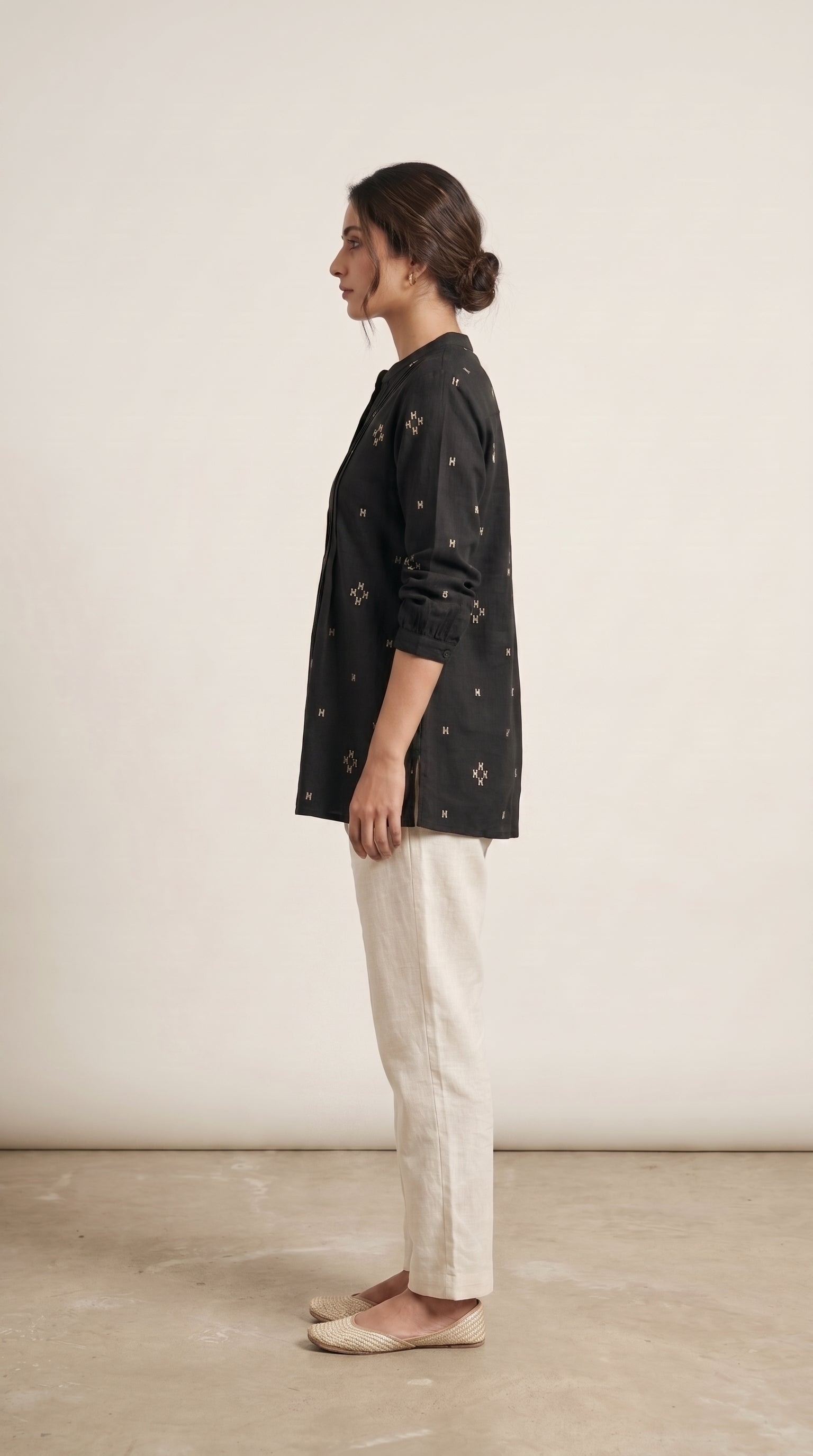 Women's Black Pintuck A-Line Tunic Top
