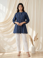 Navy Blue Printed A-Line Tunic