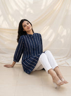 Navy Blue Printed A-Line Tunic