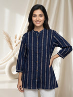 Navy Blue Printed A-Line Tunic