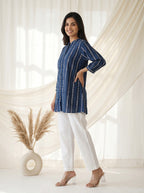 Navy Blue Printed A-Line Tunic