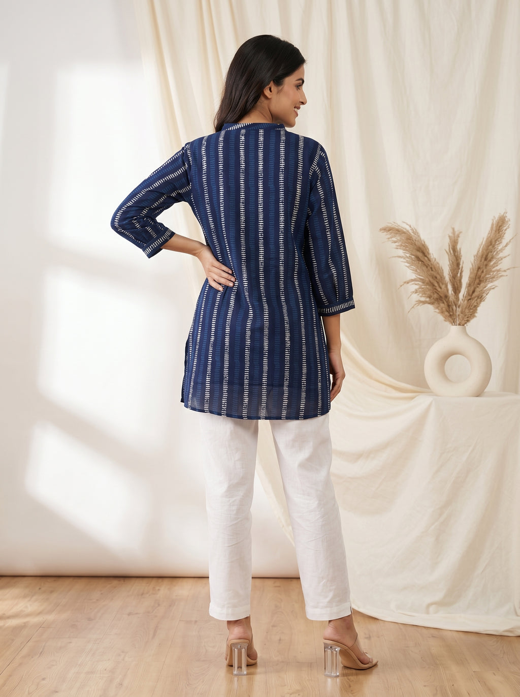 Navy Blue Printed A-Line Tunic