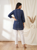 Navy Blue Printed A-Line Tunic