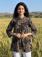 Women's Black Paisley Cotton Top