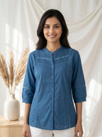 Steel Blue Solid A-Line Tunic