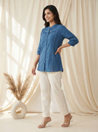 Steel Blue Solid A-Line Tunic