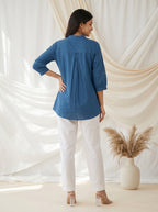 Steel Blue Solid A-Line Tunic