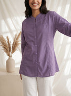 Women Lavender Pintuck Cotton Tunic With lace