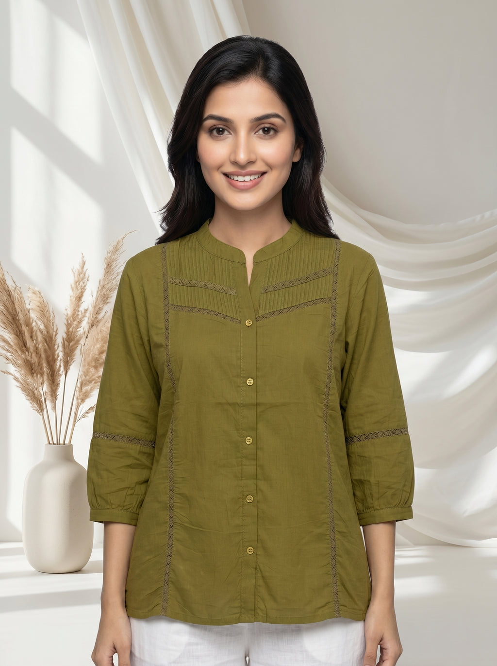 Olive Green Solid A-Line Tunic