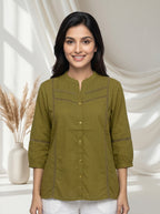 Olive Green Solid A-Line Tunic