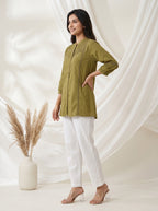 Olive Green Solid A-Line Tunic