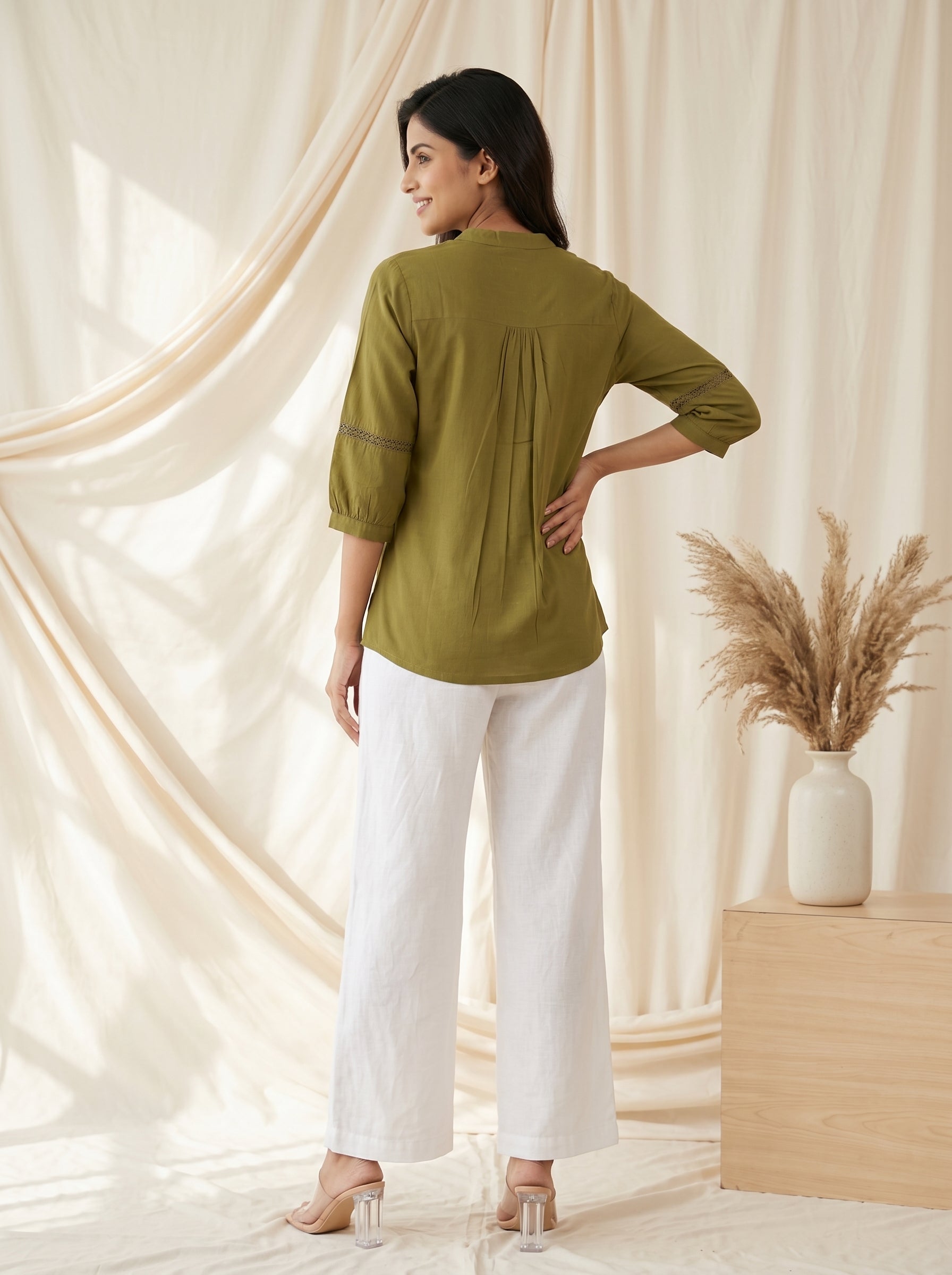 Olive Green Solid A-Line Tunic
