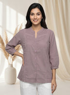 Dusty Mauve Solid A-Line Tunic