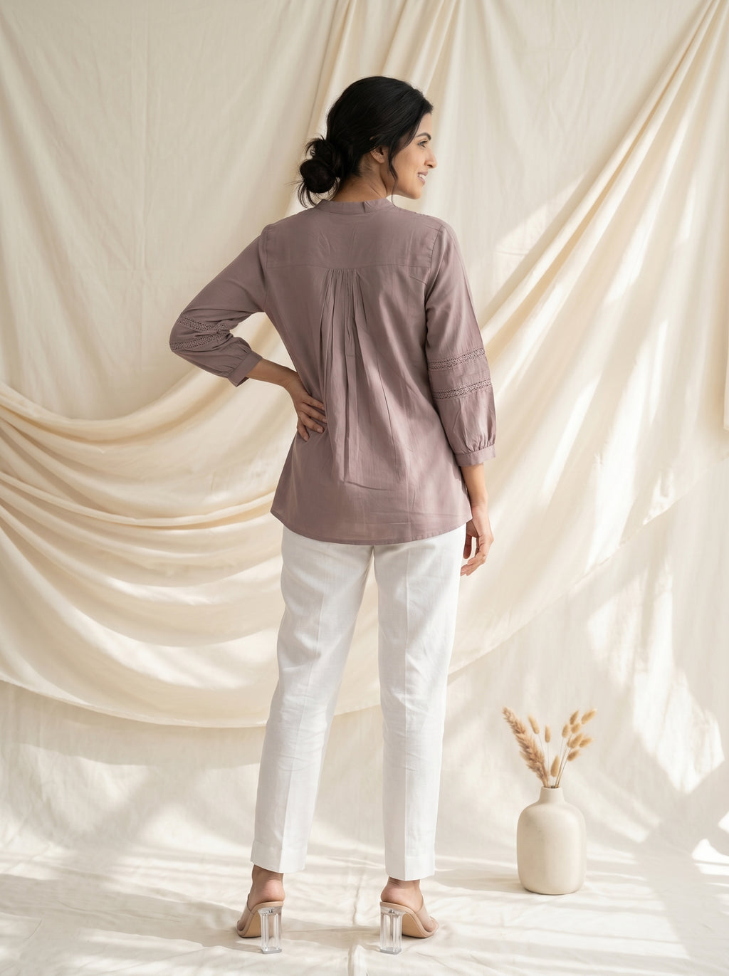 Dusty Mauve Solid A-Line Tunic