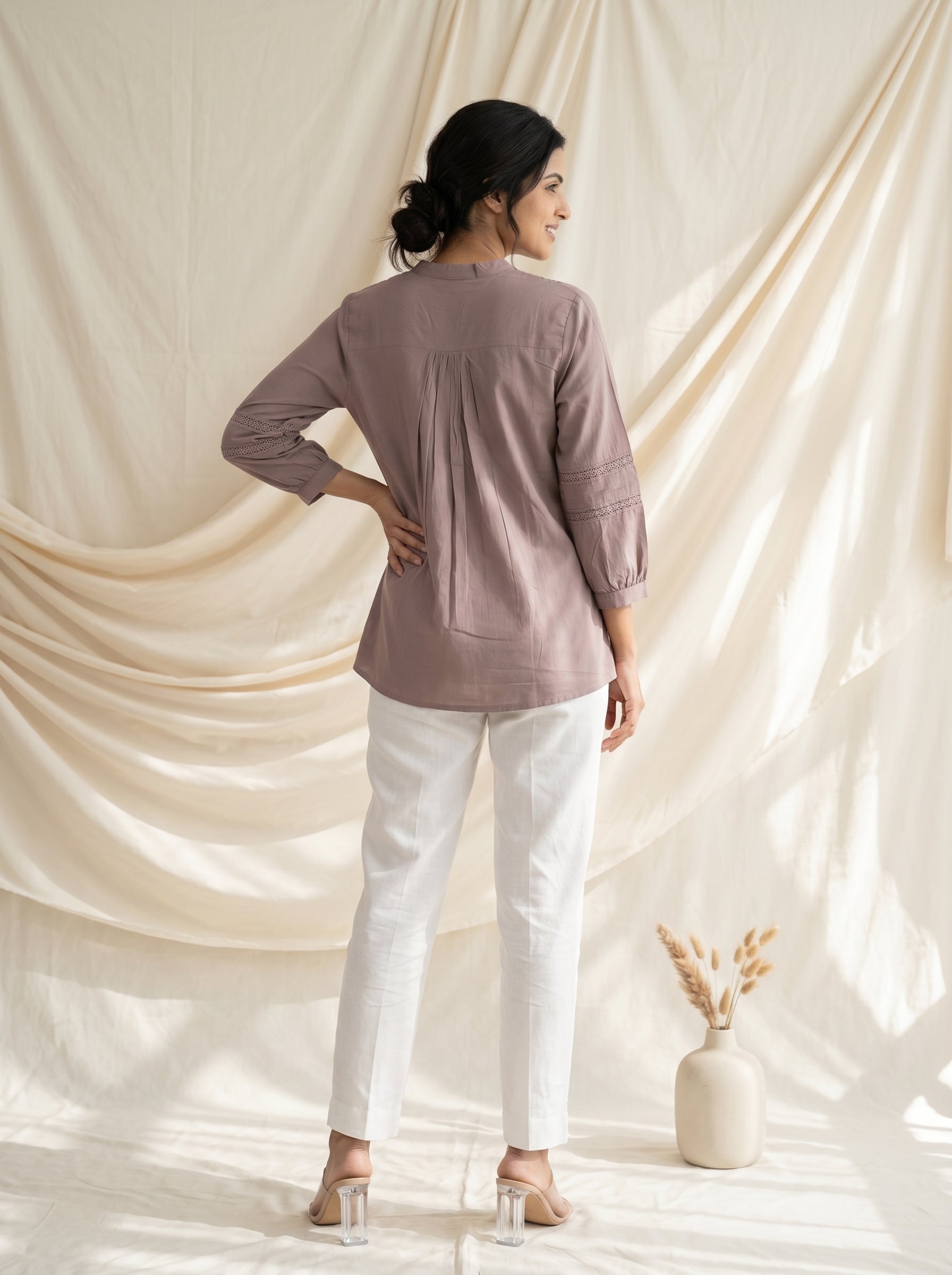 Dusty Mauve Solid A-Line Tunic