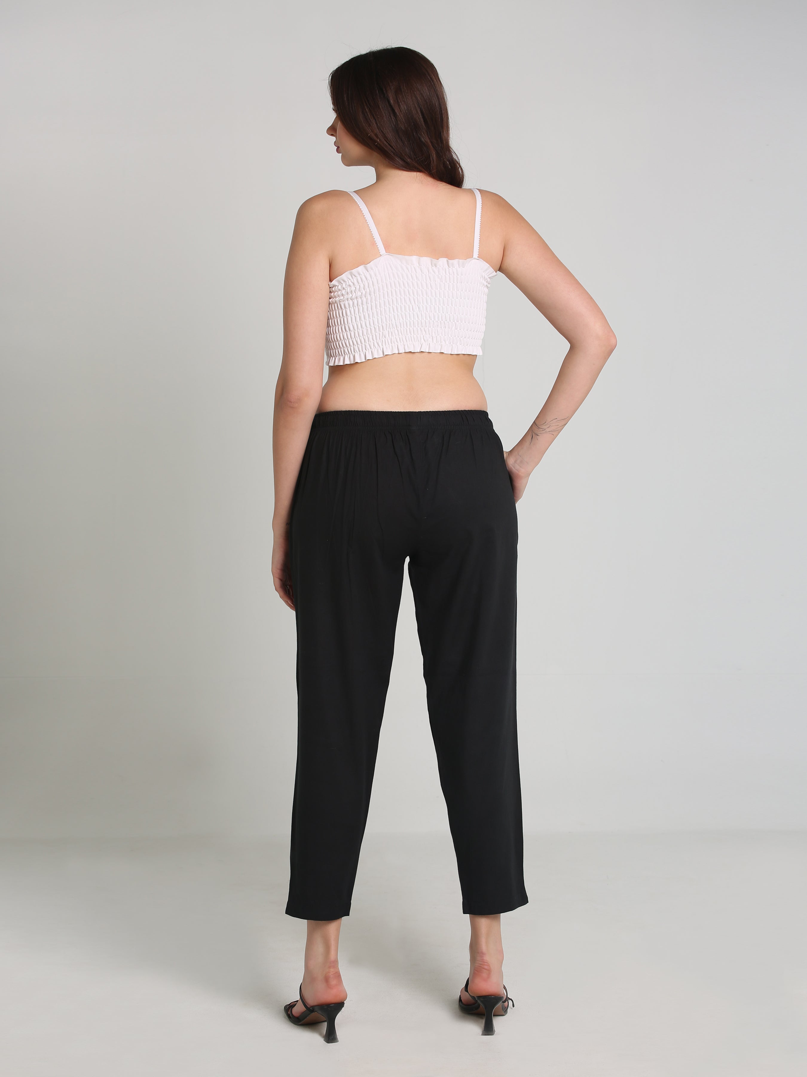 Women Black Cotton Pant