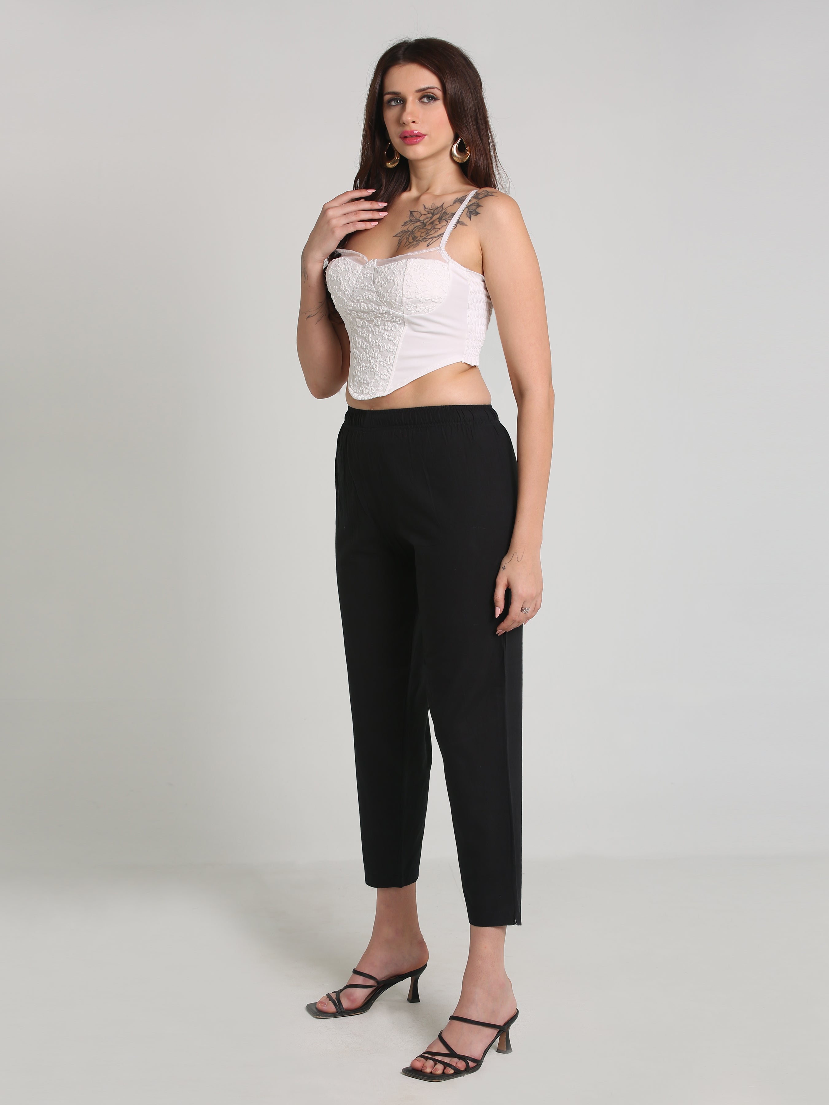 Women Black Cotton Pant