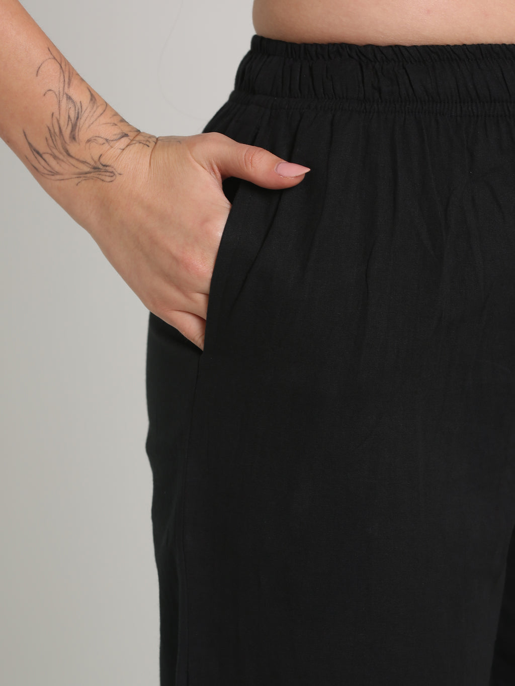Women Black Cotton Pant