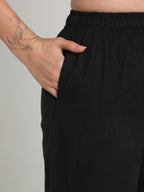 Women Black Cotton Pant