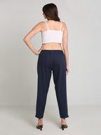 Women Navy Blue Cotton Pant