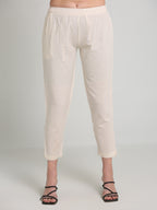 Women Offwhite Cotton Pant