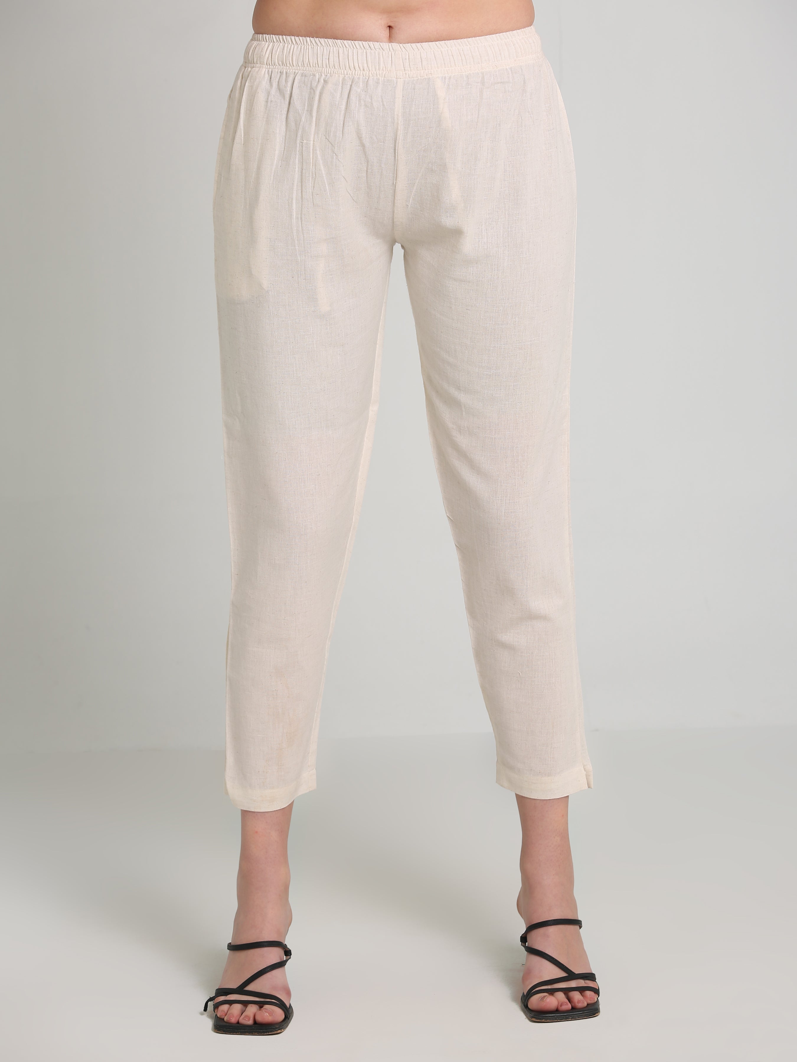Women Offwhite Cotton Pant