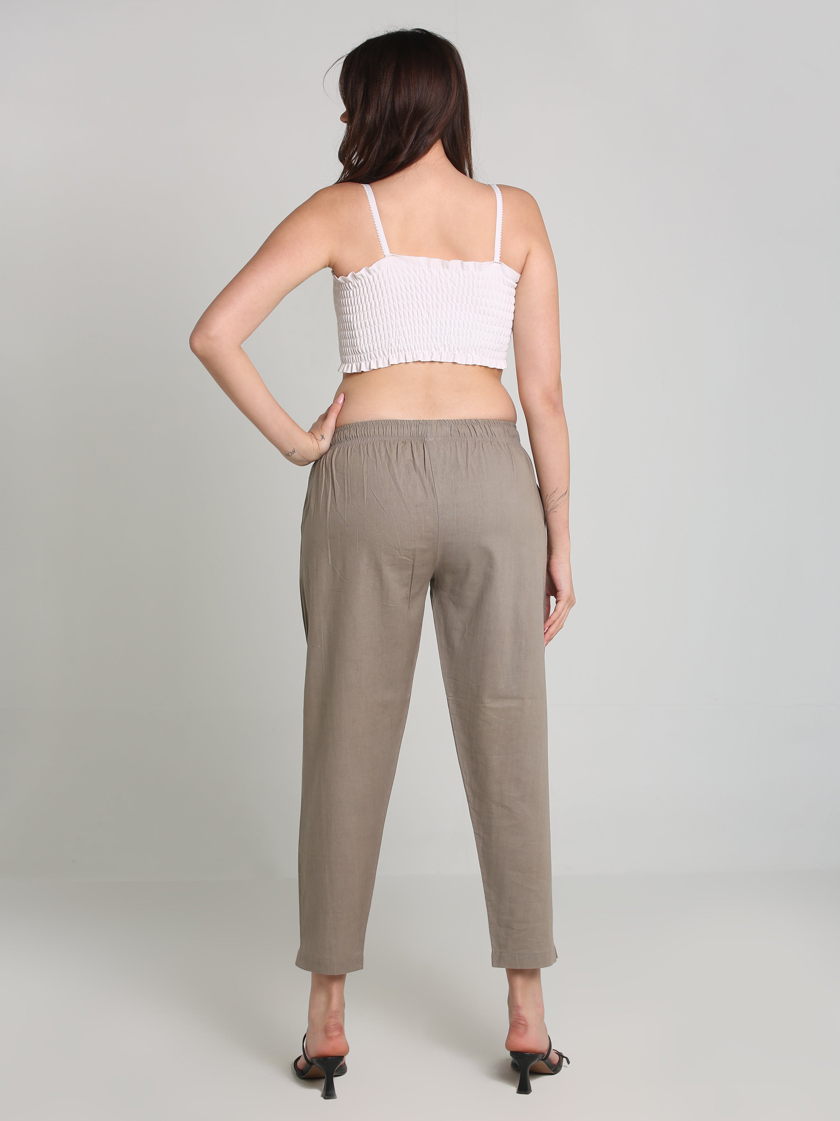 Women Grey Cotton Pant