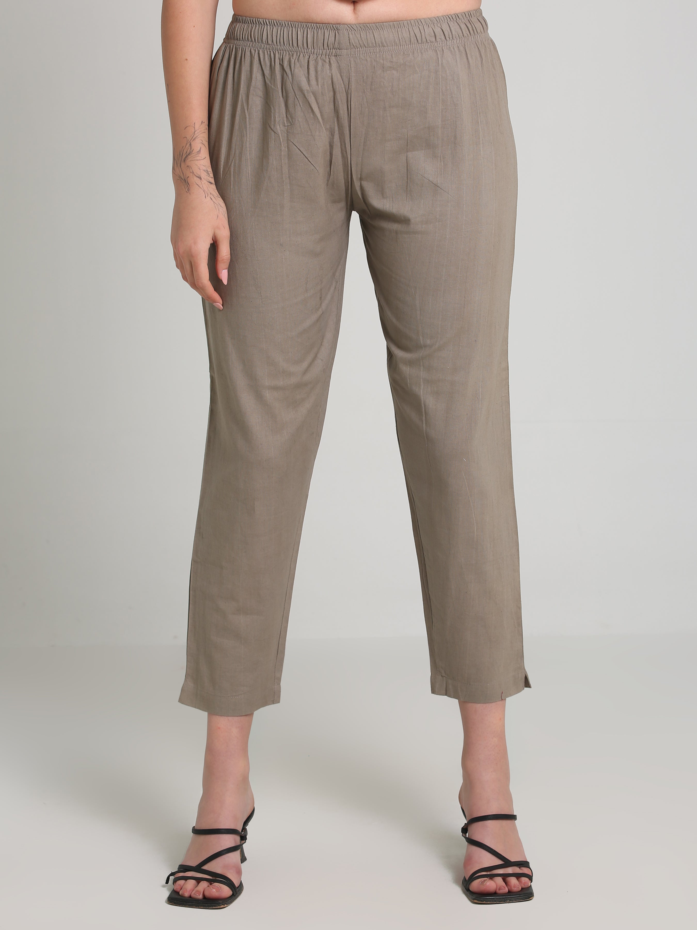 Women Grey Cotton Pant