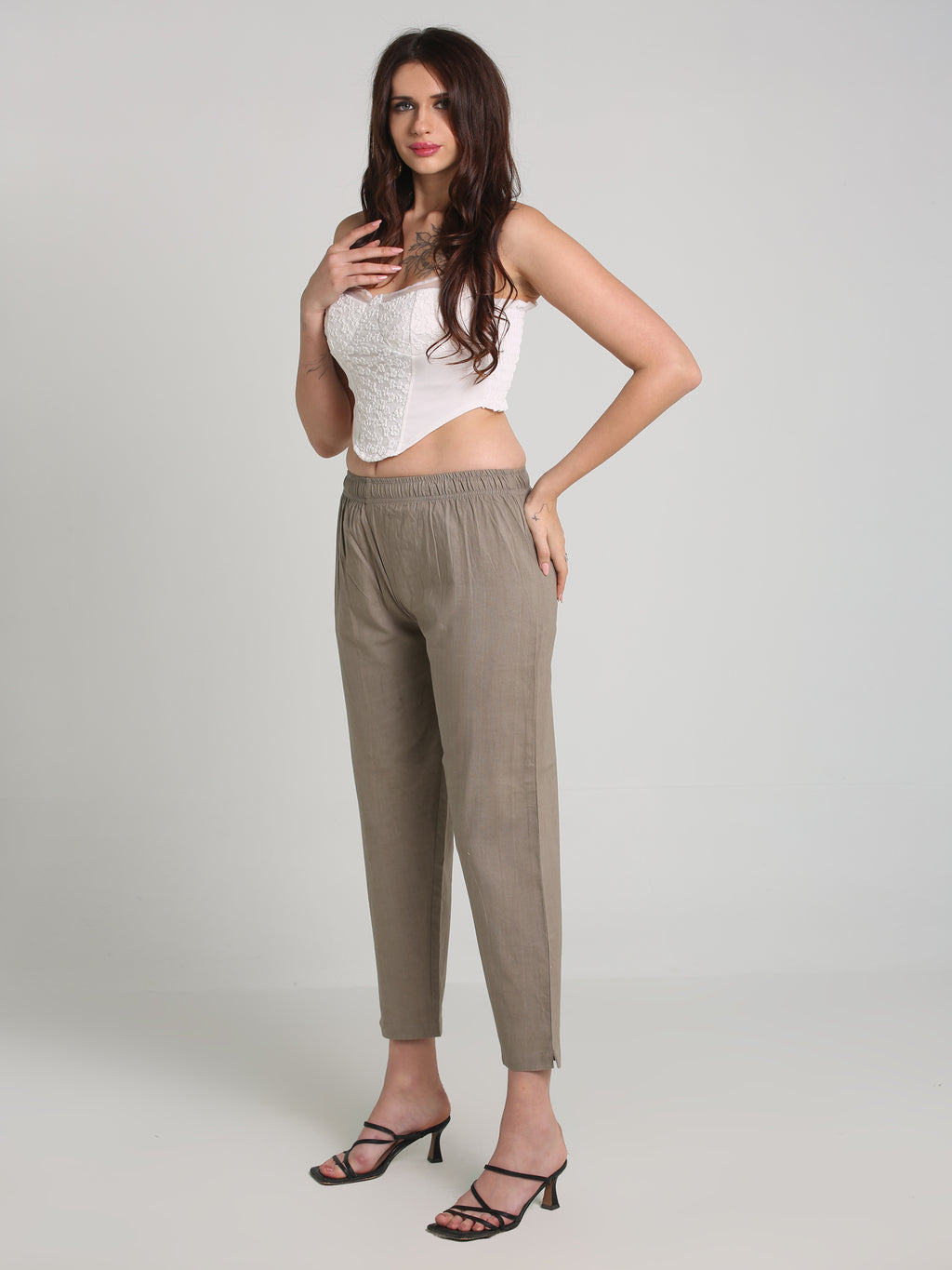 Women Grey Cotton Pant