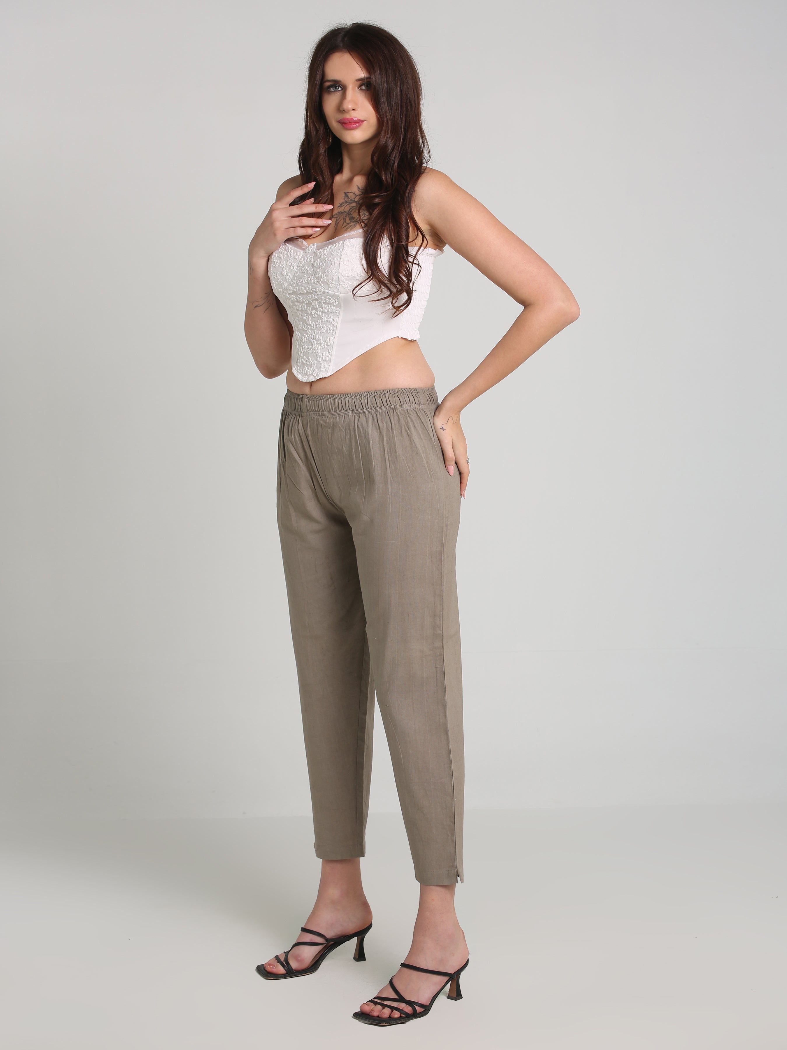 Women Grey Cotton Pant
