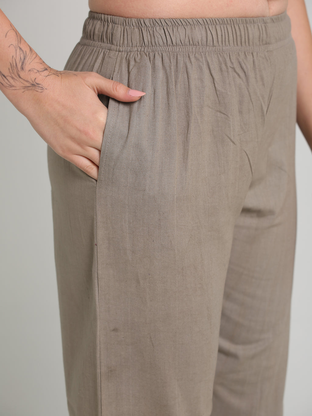 Women Grey Cotton Pant