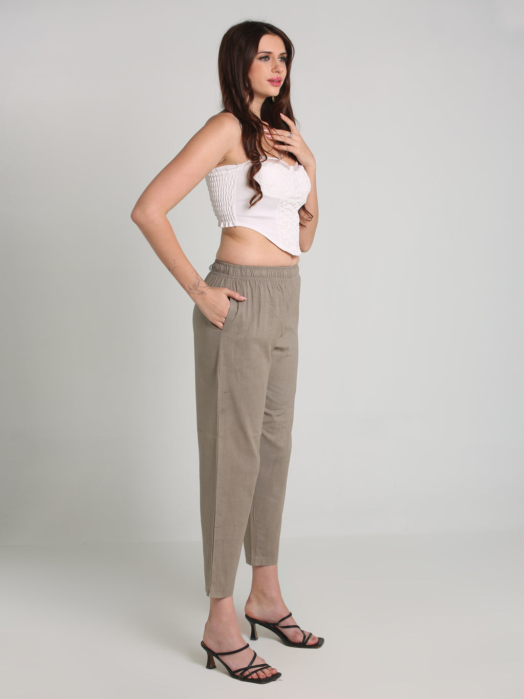 Women Grey Cotton Pant
