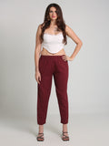 Women Maroon Cotton Pants
