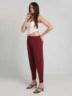 Women Maroon Cotton Pants