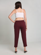 Women Maroon Cotton Pants